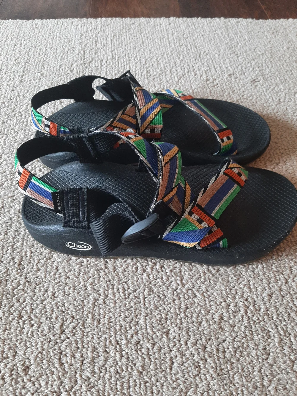 Chaco Mens Mega Z Cloud Multicolor Sandals with Black Sole